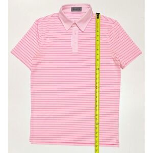 G/FORE Mens Pink Striped Short Sleeve Golf Polo Shirt Size Small Stretch S